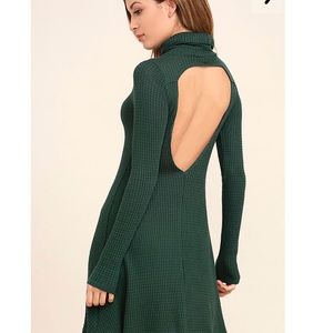 Dark Green Backless Swing Dress